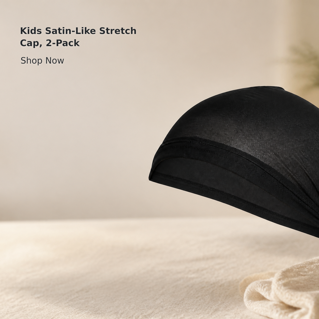 2-Pack Kids’ Black Nylon Wave Caps