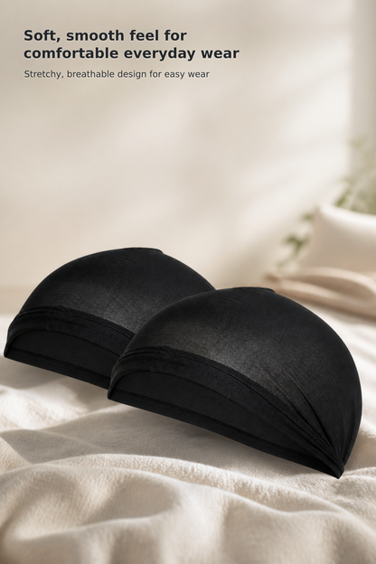 2-Pack Kids’ Black Nylon Wave Caps