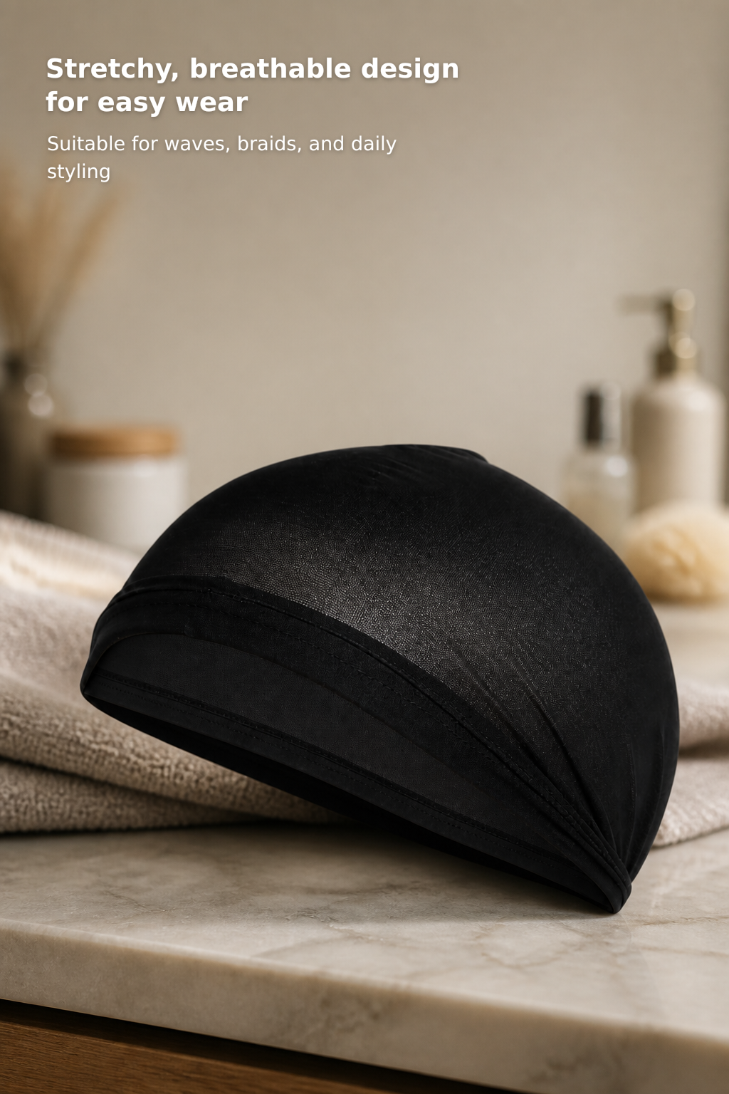 2-Pack Kids’ Black Nylon Wave Caps