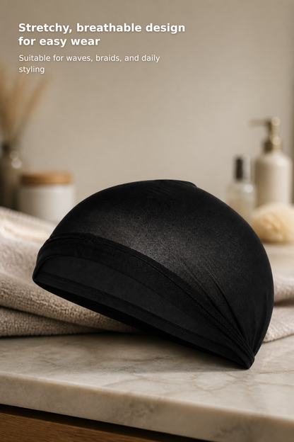 2-Pack Kids’ Black Nylon Wave Caps