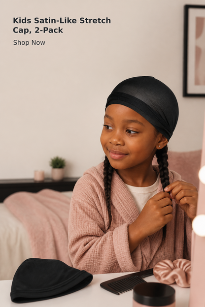 2-Pack Kids’ Black Nylon Wave Caps